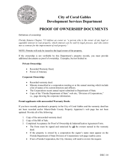 Proof of Ownership - City of Coral Gables