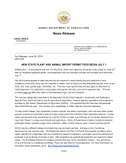 New State Plant and Animal Import Permit Fees
