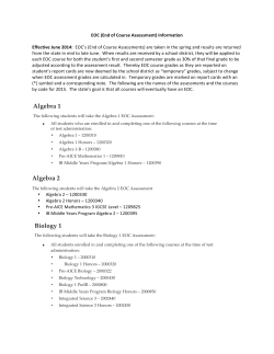 Algebra 1 Algebra 2 Biology 1 - School District of Indian River County