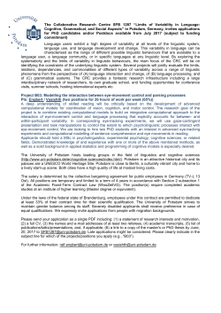 The Collaborative Research Centre SFB 1287 &ldquo;Limits of Variability