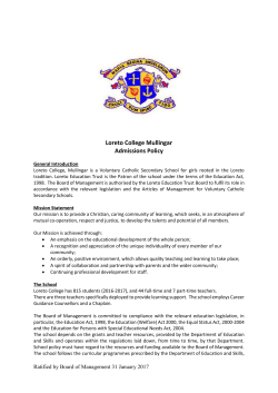 Admission Policy with effect from January 2019