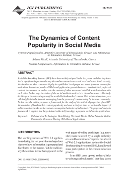 the Dynamics of Content Popularity in social Media