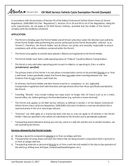 Oil Well Service Vehicle Cycle Exemption Permit (Sample)