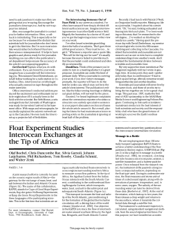 Float experiment studies interocean exchanges at the tip of Africa