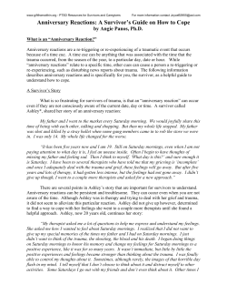 Anniversary Reactions: A Survivor`s Guide on How