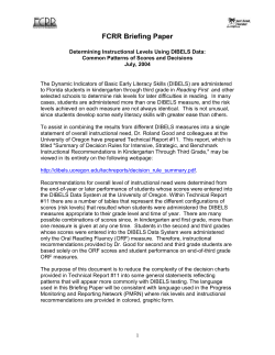 Determining Instructional Levels Using DIBELS Data