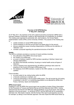 Overview of UK NPM Meeting