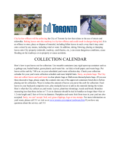 City By Law Collection Calendar - Toronto