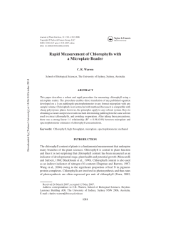 Rapid Measurement of Chlorophylls with a Microplate Reader