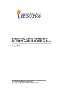 Bridge Study Linking the Results of 2012 MEPA and 2013 ACCESS