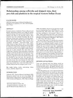 Relationships among yellowfin and skipjack tuna, their prey