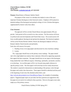 Church History Syllabus - Massachusetts Institute of Technology