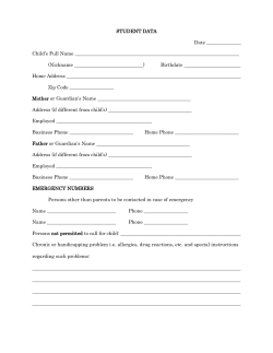 STUDENT DATA Date Child`s Full Name