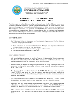 1-D,2012. Confidentiality Agreement and Conflict of Interest Disclosure