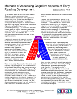 Methods of Assessing Cognitive Aspects of Early Reading