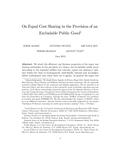 On Equal Cost Sharing in the Provision of an Excludable Public Good