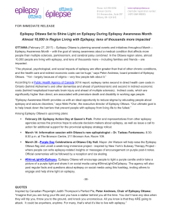 Epilepsy Ottawa Set to Shine Light on Epilepsy During Epilepsy