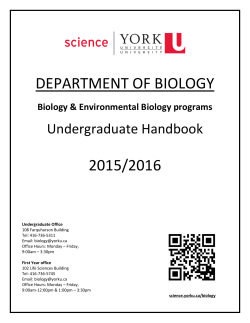 department of biology 2015/2016 - York University &ndash; Faculty of