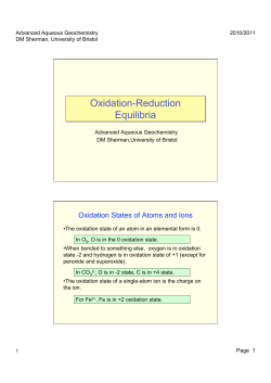 7. Redox Equilibria and Electrochemistry