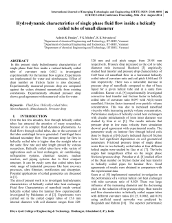 Hydrodynamic characteristics of single phase fluid flow inside