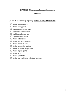 CHAPTER 9: The analysis of competitive markets Checklist