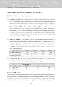 Appendix XIII: Ultraviolet Spectrophotometry and Colourimetry