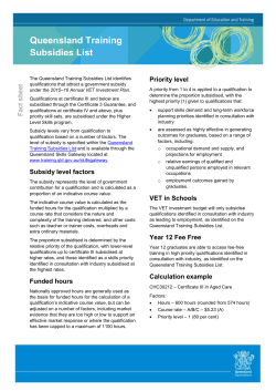 Queensland Training Subsidies List fact sheet