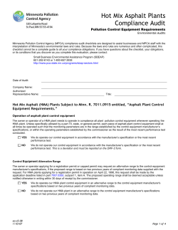 Hot Mix Asphalt Plants Compliance Audit