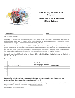 2017 Just Bag It Fashion Show Entry Form March 29th at 7 p.m. in