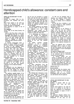 Handicapped child`s allowance: constant care and attention