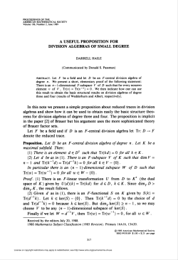 A USEFUL PROPOSITION FOR DIVISION ALGEBRAS OF SMALL