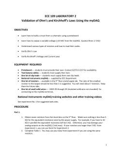 ECE 109 LABORATORY 2 Validation of Ohm`s and Kirchhoff`s Laws