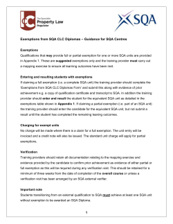 Exemption from SQA CLC Diplomas (Centres)