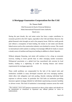 A Mortgage Guarantee Corporation for the UAE