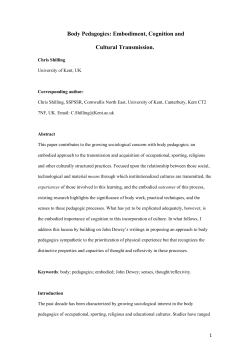 Body Pedagogics: Embodiment, Cognition and