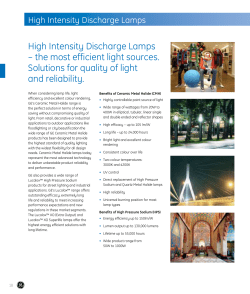 High Intensity Discharge Lamps &ndash; the most efficient light sources