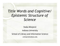 Title Words and Cognitive/ Epistemic Structure of Science