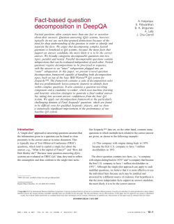 Fact-based question decomposition in DeepQA