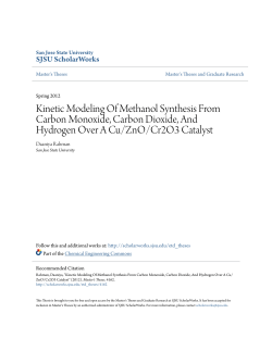 Kinetic Modeling Of Methanol Synthesis From Carbon Monoxide