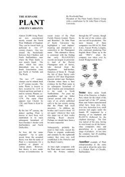 THE SURNAME PLANT AND ITS VARIANTS