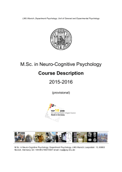 M.Sc. in Neuro-Cognitive Psychology Course Description 2015-2016