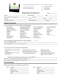 Organic Skin Care Intake Form Medical Information Skin Information