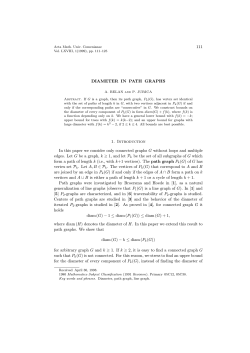 111 DIAMETER IN PATH GRAPHS 1. Introduction In this paper we