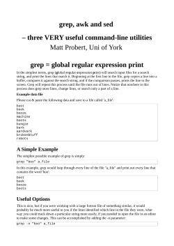 grep, awk and sed &ndash; three VERY useful command
