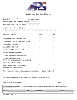 New Earnings Code Check List