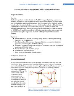 PLANS II for the Chesapeake Bay &ndash; A Teacher`s Guide Nutrient