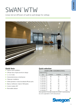 Quick facts Quick selection Linear slot air diffusers of wall