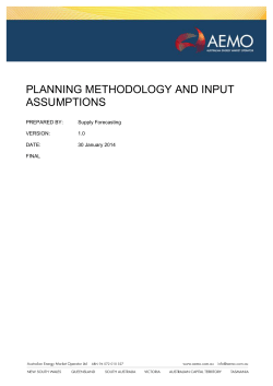 Planning Methodology and Input Assumptions