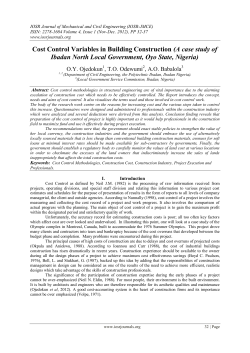 Cost Control Variables in Building Construction (A case study of