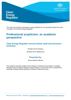 Professional Scepticism * An academic perspective